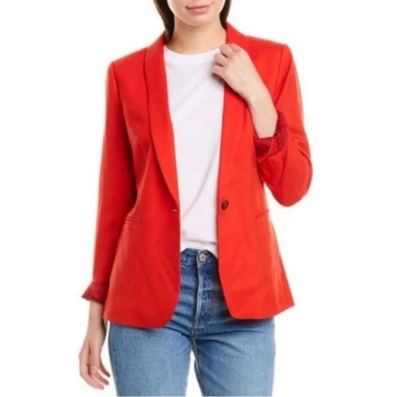 J. Crew Parke Blazer in Red Linen Blend Single Breasted Button Button Cuff Lined - Picture 1 of 9